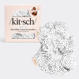 kitsch Micro Dot Microfiber Quick-Dry Towel Scrunchies 2pc Set