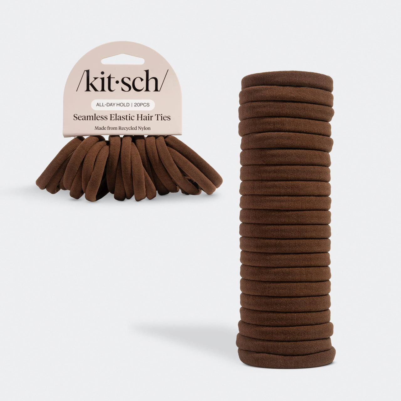 508740-RecycledFabricSeamlessHairElastics-20pc-TrendHairAccessories-Chocolate-Hero-1280x1280px