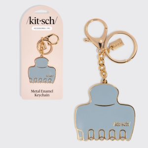 kitsch Haze Blue Cloud Clip Metal Enamel Keychain
